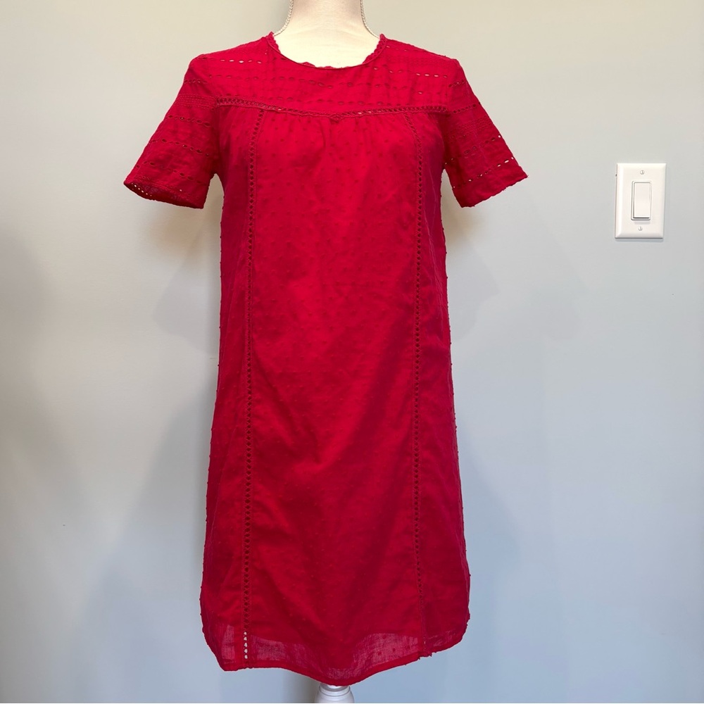 Miami Red Short Sleeve 100% Cotton Dress Size S Juniors